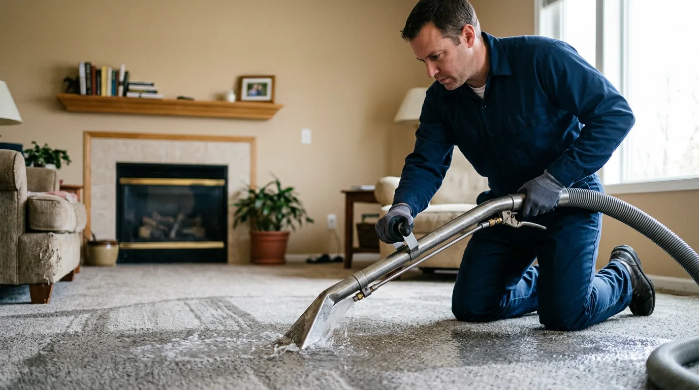 Water damage restoration technician working near Rudolph, WI